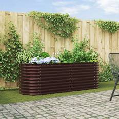 Pallkragar vidaXL Trädgårdsodlad Säng Brun 240x80x81 cm Galvaniserat Stål