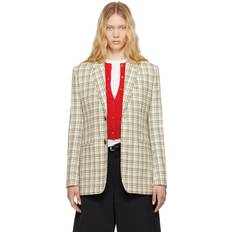 Ami Paris Blazers Ami Paris Checked Wool Semi-Lined Blazer - White Cream/Black