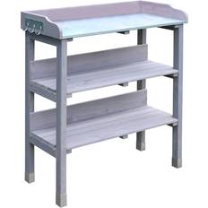 Grey Potting Benches Garden Gear 3 Tier Grey Wooden Potting Table 86.5 x 40 x 19 cm