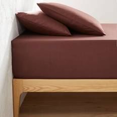 Textiles LA REDOUTE INTERIEURS Scenario Plain 100% Cotton Fitted for Deep Mattresses 32cm Mahogany 90X190cm Bed Sheet