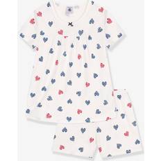White Pyjamases Petit Bateau Heart Print Pyjamas for Children - White