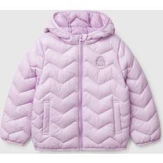 Purple Jackets United Colors of Benetton Kids' Down Zig Zag Hooded Puffer Jacket - Lilac