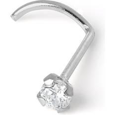 White Piercings Jewellerybox 9ct white gold & 2mm round clear cz crystal nose screw stud piercing studs