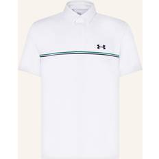 Green Polo Shirts Under Armour Mens Golf Playoff 3.0 Stripe Polo Shirt - White/Team Kelly Green