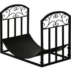 Paniers à Bois de Chauffage OutSunny Range-Bûches Style Fer Forgé 60,5L x 36l x 46,5H cm Métal Noir