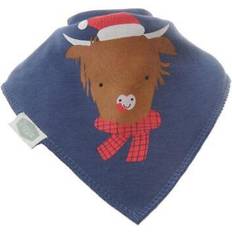 Blue Drool Bibs Ziggle Christmas Highland Cow Bandana Navy Blue