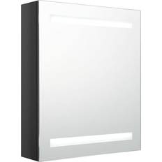 Mobiletti con Specchio per Bagno vidaXL Mobile Bagno Specchio Led 50 x 14 x 60 cm Nero Lucido