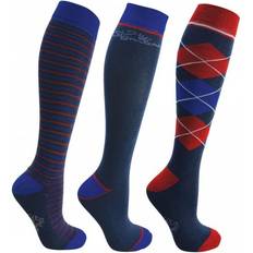 S Socks Children's Clothing HY Bamboo Fibres Socks Pack of 3 - Dark Blue/Red
