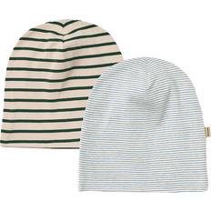Økologisk bomuld Kasketter Børnetøj Wheat Aidan 2-pak - Blue Green Stripe