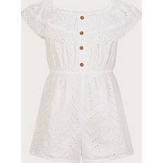 Blue Playsuits Children's Clothing Monsoon Kids' Ruffle Broderie Playsuit - White