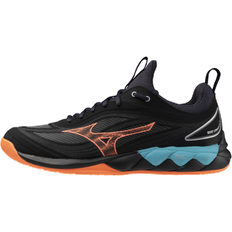 Blue - Women Volleyball Shoes Mizuno Wave Luminous 3 Korfball - Schwarz/Neon Flame/Peacock Blau