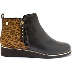High Heel Boots Women’s Ankle Boots Double Zip Pédiconfort - Marron