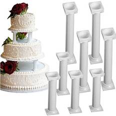 Plastic Cake Stands Voarge 8 Piece Set White Small Large Plastic Pillars Cake Stand
