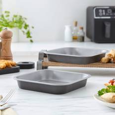 Dunelm Set of 2 Air Fryer 19cm Square Tins Grey