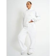 Public Desire Kaiia Embossed Wide Leg Joggers - White