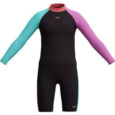 Speedo UV-tøj Børnetøj Speedo Girls' Colourblock Rash Top & Jammer Set - Black/Pink