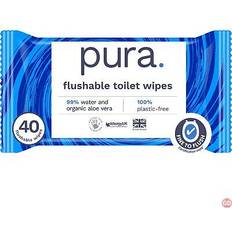 Pura Flushable Moist Toilet Tissue Wipes 1 Pack of 40