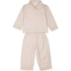 Lalaby Beige Gingham Classic Pyjamas - Beige