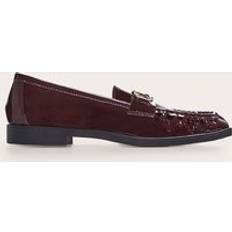 Low Shoes PrettyLittleThing Burgundy Patent Loafer With Gold Buckle Detail - Red