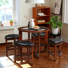 VANTOUL Contemporary Cylina Solid Wood Glass Top Round Table 4 Piece Sets Dining Set