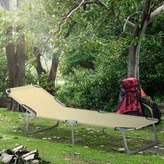 OutSunny Sun Lounger Camping Cot Beige 58 x 15 x 71 cm
