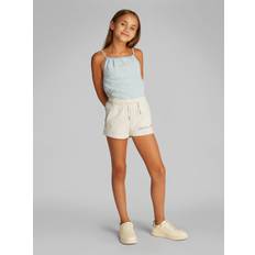 Calvin Klein Beige Trousers & Shorts Calvin Klein Jeans Girls Script Logo Hwk Shorts - Cream