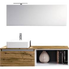 Mobiletti con Specchio per Bagno Mobile Bagno 70cm Sospeso Cassetto Vano a Giorno