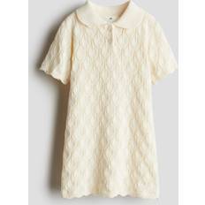 Återvunna material Klänningar H&M Pointellestickad Klänning - Crèmevit