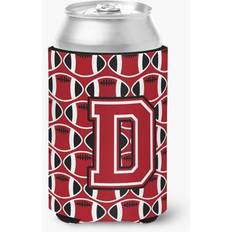 Red Bottle Coolers CoolCookware Letter D Football Can or Hugger Bottle Cooler