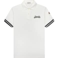 Natural Polo Shirts Moncler Embroidered Varsity Logo Polo - White