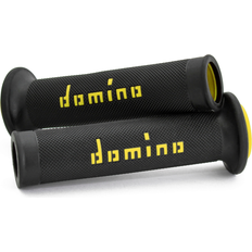 Yellow Motorcycle Handle Mounts Domino A010 Road Race Grips - Black