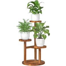 Indoor planters with stand Bamworld Indoor Corner Wood Plant Stand 3 Tier