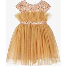 Patachou Girls Gold Glitter Tulle Dress - Gold