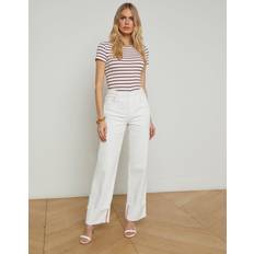 Red Jeans L'agence Miley Cuffed Wide-Leg Jeans - Blanc/Scarlet Red Contrast