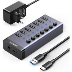 Hpa 7-i-1 Multifunktionell Hub USB-C Splitter 7x USB 3.0 PD DC 12V grå