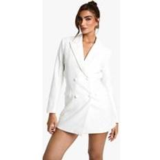 boohoo Womens Sequin Lace Blazer Dress - White