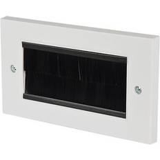 AV Link Black Brush Double 2 Gang Wall Outlet Cable Entry Plate
