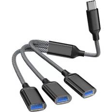 INF 3-Ports USB Hub Splitter Adapter Svart