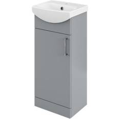 Veleka Gloss Grey Freestanding Cloakroom Vanity Unit & Basin Set 400mm 874mm