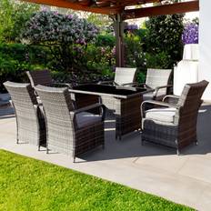 Oseasons Windsor Rattan 6 Seat Rectangular in Grey Patio Dining Set