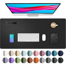 Leather Desk Mats Aothia Leather Desk Pad Non-Slip Laptop Mat 60cm x 35cm Black