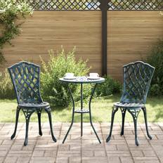 vidaXL Bistro Jardin En Aluminium Couleur Verte 3 Pièces Ensemble de Bistrot, 1 Table incluse 2 Chaises