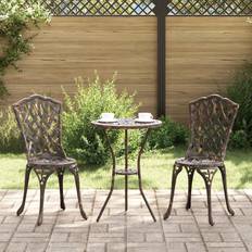vidaXL Bronze Cast Aluminium Small Durable Outdoor Dining Bistro Set, 1 Table incl. 2 Chairs
