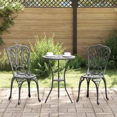 vidaXL 3-Piece Garden in Black Cast Aluminum Bistro Set, 1 Table incl. 2 Chairs