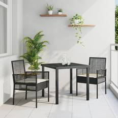 Sort rattan havestol vidaXL Havebænke 2 Stk Med Puder Sort Poly Rattan Havestol