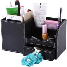 Brown Desktop Organizers Tomtop Jms 1 Pc Wooden Leather Multifunction Desk Stationery Organizer Storage Box