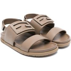 Kids Logo-Patch Leather Sandals - Brown