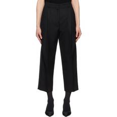 High-Rise Twill Straight Pants - Black