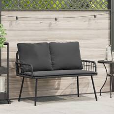 vidaXL Sort 114x64x78 cm Poly Rattan Havebænk
