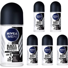 Nivea Men Deodorants Nivea Men 6 x 50ml Invisible Black & White Anti-Perspirant Deodorant Roll-On